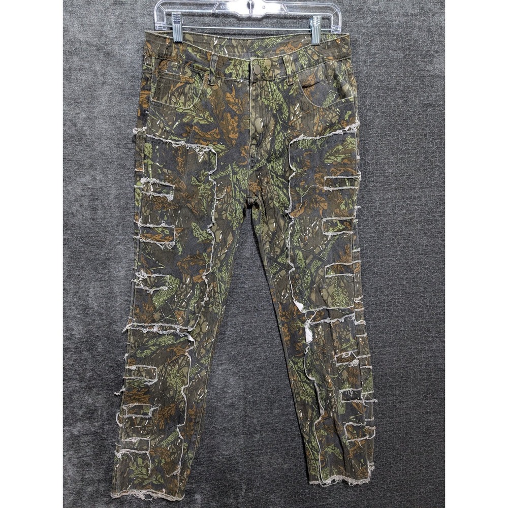 Guapi Distressed Camo Cargo Pants Patchwork Rippe… - image 2